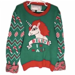 With Love Derek Kid’s Unicorn Christmas Sweater - Picture 1 of 6