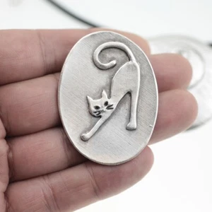 Anhänger Katze, 5,5x4 cm , Metall Anhänger Silber Schmuck Mode Design - Picture 1 of 4