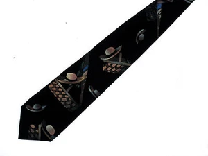 Hand Painted Men Silk Necktie Art Novelty Tie Hat Basket Umbrella Reto - Picture 1 of 7