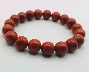 Amazing Natural Stone Red Jasper Beaded Bracelet 10mm Gemstone Stretch Bracelet - Foto 1 di 11