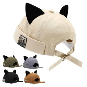 Adjustable Melon Docker Cap Cute Cat Ears Retro Skullcap  Worker Wear - Picture 1 of 17