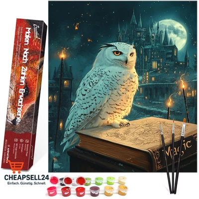 Bougimal Malen Nach Zahlen Tiere 40x50cm Eule Rahmen Pinsel Acrylfarben - Bild 1 von 4