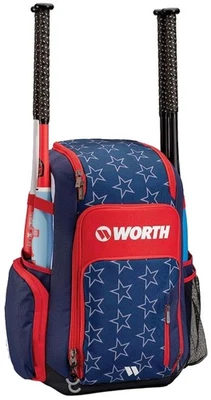 Worth Pro Slowpitch Softbol Cuatro Bates Mochila Equipo Bolsa - Estrellas y Rayas Foto 1 de 3