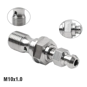 Bullone Banjo M10x1.0 in titanio con vite valvola di spurgo per pinza freno moto - Foto 1 di 11