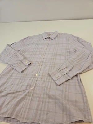 Burberry London Shirt Men's Large Purple Check Tailored Fit Long Sleeve Dress - Image 1 of 4