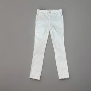 Lilly Pulitzer White Denim Jeans Womens Size 0 Frayed Hem Gold Accents - Picture 1 of 9