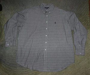 Ralph Lauren Gray Tartan Plaid Button Up BLAKE Long Sleeve Shirt - Size XL - EUC - Picture 1 of 3
