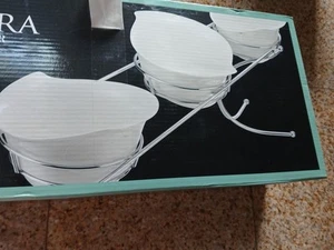 Natura by Godinger Silver Art Co 4 Pc Relish Server 3 Porcelain Bowls - Picture 1 of 6