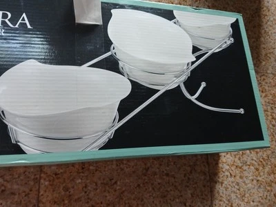 Natura by Godinger Silver Art Co 4 Pc Relish Server 3 Porcelain Bowls - Image 1 of 4