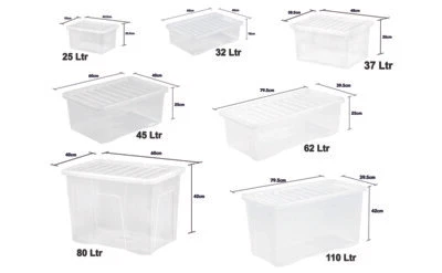 4L/25L/32L/45L/62L/80L/110L Small-Extra Large Clear Plastic Storage Box With Lid - Image 1 of 4