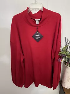 Ava & Viv 3X Red Mock Turtleneck Thermal Top Long Sleeve NWT - Picture 1 of 5