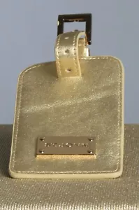 St John Knits Gold Leather Luggage Tag NWT MSRP $80.00 - Picture 1 of 3