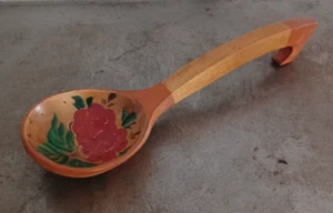 Hand Painted Khokhloma Wood Ladle 11.3" Long Vintage - Picture 1 of 14