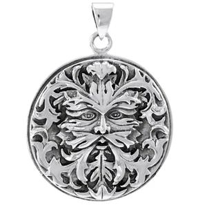 Peter Stone 925 Silber irischer Greenman Anhänger Waldgott Kreislauf d. Lebens - Bild 1 von 7