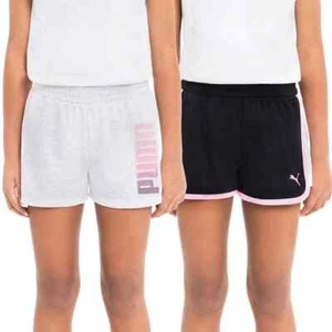 PUMA 2-pack Short Active Shorts BLACK & GRAY Girl's Sz XS 95/6) -S (7/8) NWT - Picture 1 of 7