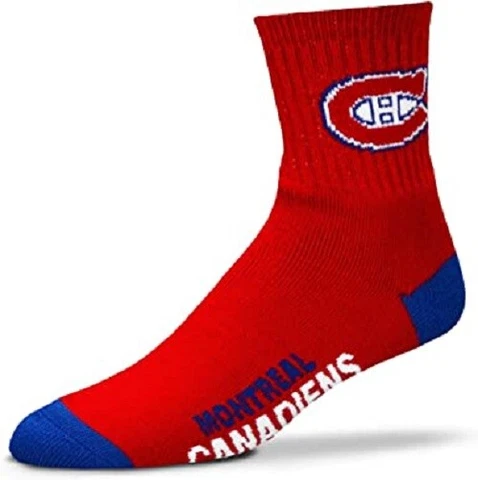 NHL Montreal Canadiens Team Colors Men's 501 Large Quarter Socks Fits Size 10-13 Cover