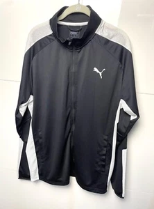 Puma - Zipped Sports Tracksuit Top - Black/White Trimmed/Mesh - Size EU Large - Picture 1 of 6