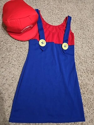 Mario Bros. Sexy Womans Halloween Costume Dress W Hat Sz Womans S Leg Avenue Red - Photo 1/4