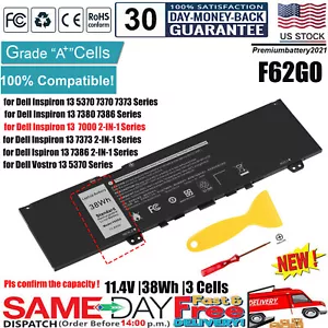 Battery for Dell Inspiron 13 7000 2-in-1 7373 7386 7370 7380 5370 F62G0 RPJC3 US - Picture 1 of 9