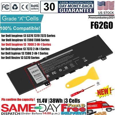 Bateria para Dell Inspiron 13 7000 2 em 1 7373 7386 7370 7380 5370 F62G0 RPJC3 EUA - Imagem 1 de 4