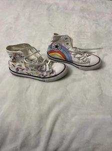 Converse Chuck Taylor Unicorn Rainbow Hi Top Sneakers Shoes Kids US Sz. 3 White - Picture 1 of 7