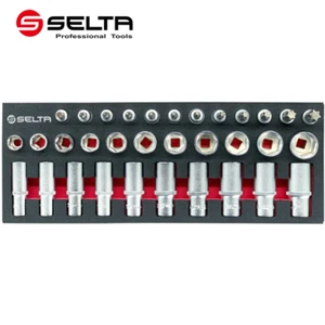 Selta Taiwan 33pc 3/8" Dr. Socket Set Deep Short Metric T8-60 Torx Bit EVA Tray - Picture 1 of 6