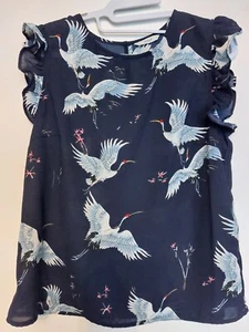 Navy Blue Only Stork Print Top - 38/10 - Picture 1 of 5