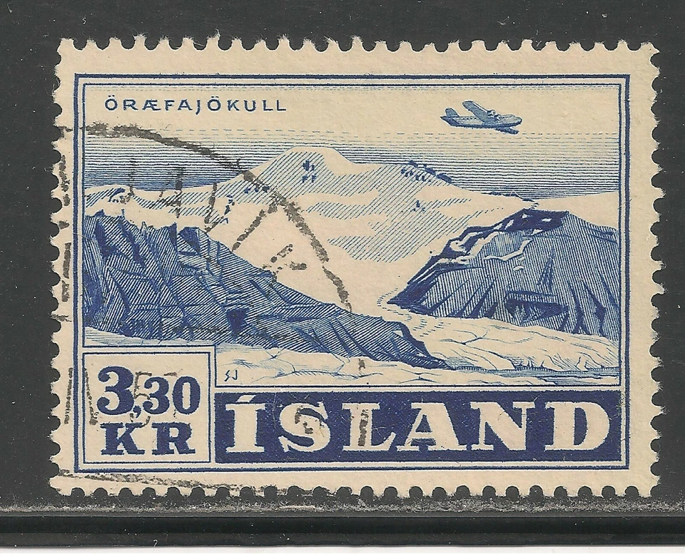 Islandia #C29 en estado bastante bueno postal usado - Avión 1952 3,30 k sobre Oraefajokull Foto 1 de 1