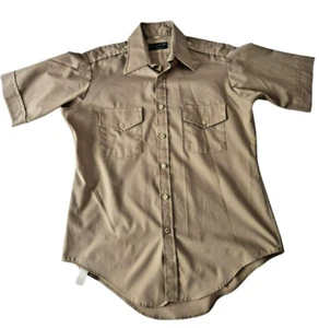 Chemise marron vintage "L'Aviateur" par Van Heusen 16,5" - Photo 1/6