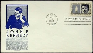 Vintage 1964 John F. Kennedy First Day of Issue Stamp Boston, MA Memorial - Bild 1 von 2