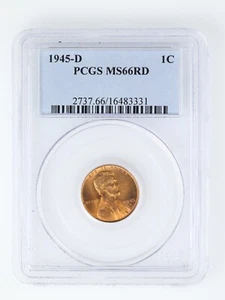 1945-D PCGS Lincoln Wheat Cent MS66RD MS-66 Red - Picture 1 of 4
