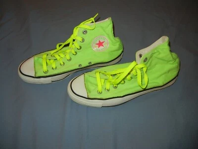 VTG 80s Converse Chuck Taylor sneakers Neon green  9 high Made USA All Star shoe - Image 1 of 4