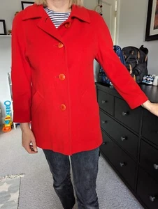 AQUASCUTUM Red Over Coat Jacket Womens UK 12 Peacoat - Picture 1 of 6