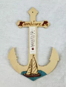 Rare vintage Harrisburg PA Advertising Thermometer Diecut Wood Anchor Sailboat - Picture 1 of 8
