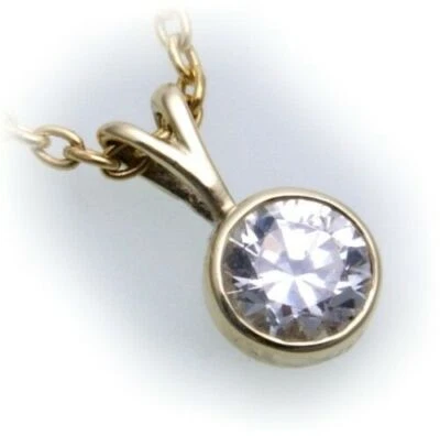 Pendentif Avec Véritable Zircon Or 585 Qualité or Jaune pour Femme - Photo 1/2