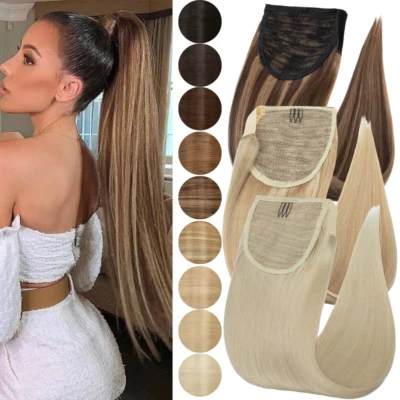 14“-22” 100% Real Remy Human Hair Wrap Around Ponytail Extensions Clip in Claw - Image 1 of 4