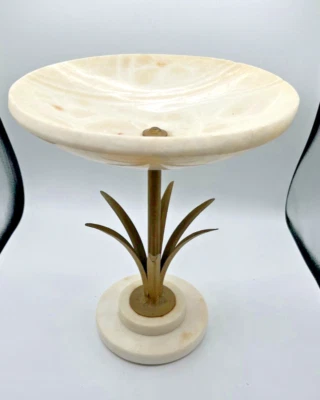 De colección MCM Mármol Latón Cuenco Soporte Pedestal Fruta Caramelo Cuenco Decoración Foto 1 de 4