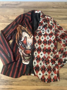 Spirit Boys XL Creepy Clown Blazer Jacket Twisted Circus + Fits Women XS Lined - Picture 1 of 9