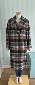 GRAU-CAMELFARBEN KARIERTER WINTERMANTEL mit ALPAKA von PESERICO, dt. Gr.40, NEU - Bild 1 von 13