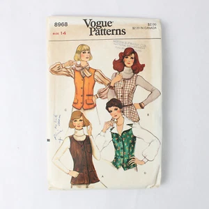 Vintage 1970s Vest Women’s Vogue 8968 Pattern Size 14 Bust 36” Cut - Picture 1 of 5