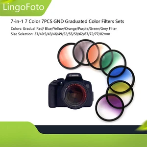 7-in-1 7 Color 7PCS GND Graduated Color Filters Set 37/43/46/49/52/55/58/77/82mm - Picture 1 of 15