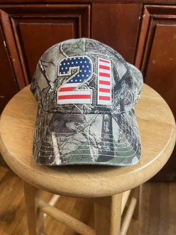 Ryan Blaney NASCAR Wood Brothers Hat Cap Camo American Flag #21 Adjustable Cover