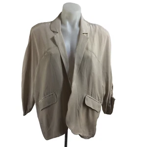 Anthropologie Odille Womens Silk Open Blazer Jacket Cream Size Medium - Picture 1 of 8