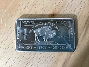 Buffalo Bison Nickel Art Bar One Troy Ounce .999 Fine Nickel B0042 - Picture 1 of 7