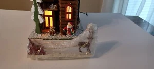 Santas Village House With Rotating Santa And Reindeer  Apprx 15" H × 8" W × 7" L - Picture 1 of 11