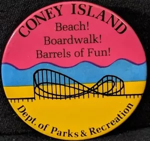 Vintage Coney Island Abteilung für Parks und Erholung Achterbahn Pinback... - Bild 1 von 2