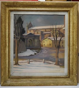 Painting Picture DIPINTO Olio su tavola PASQUALE ARZUFFI S.AGOSTINO BERGAMO - Bild 1 von 4