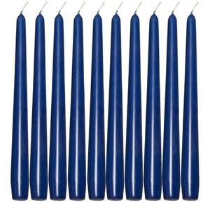 Blue Taper Dinner Candles  9" 24cm Candle Unscented 7 Hour Burn Time 10 Pack - Picture 1 of 6