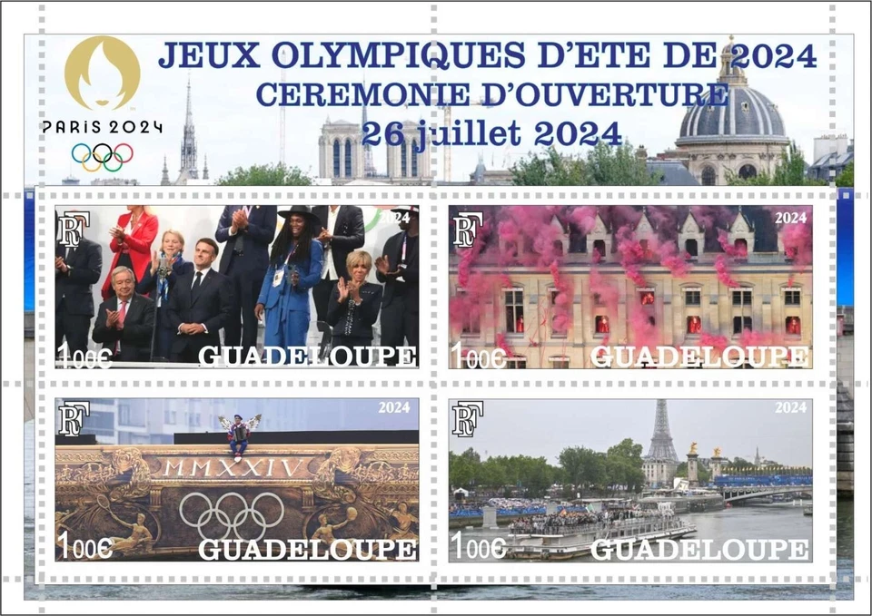 Stamp block Olympian Games in Paris 2024 Guadeloupe unofficial issue - Image 1 of 1