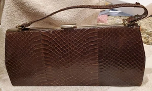 Vintage Brown Snakeskin Reptile Purse - Picture 1 of 24